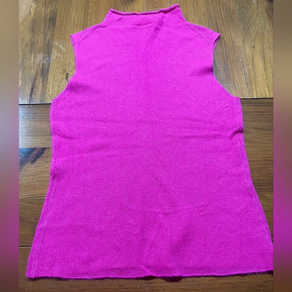 Tahari Vintage Womens Hot‎ Pink 100% Cashmere Turtleneck Sweater Vest Size Large